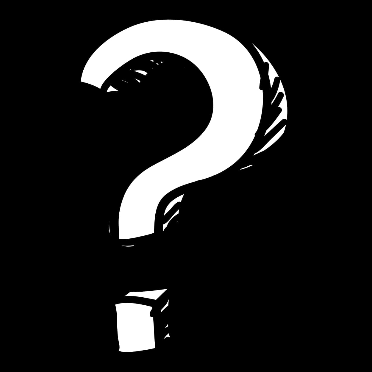 Fragezeichen handgezeichnet schwarz weiß grafik symbolisiert Jobinterview-Fragen für Bewerber Vorstellungsgespräch wichtige Fragen stellen