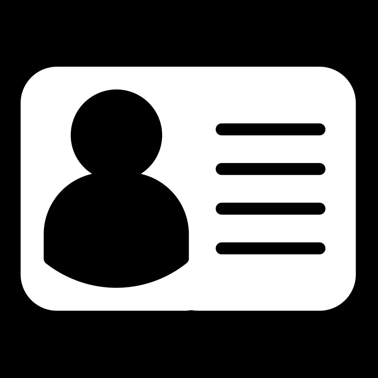 Benutzer-Profilkarte mit Personensymbol und Informationslinien, repräsentiert Impressum und Kontaktdaten