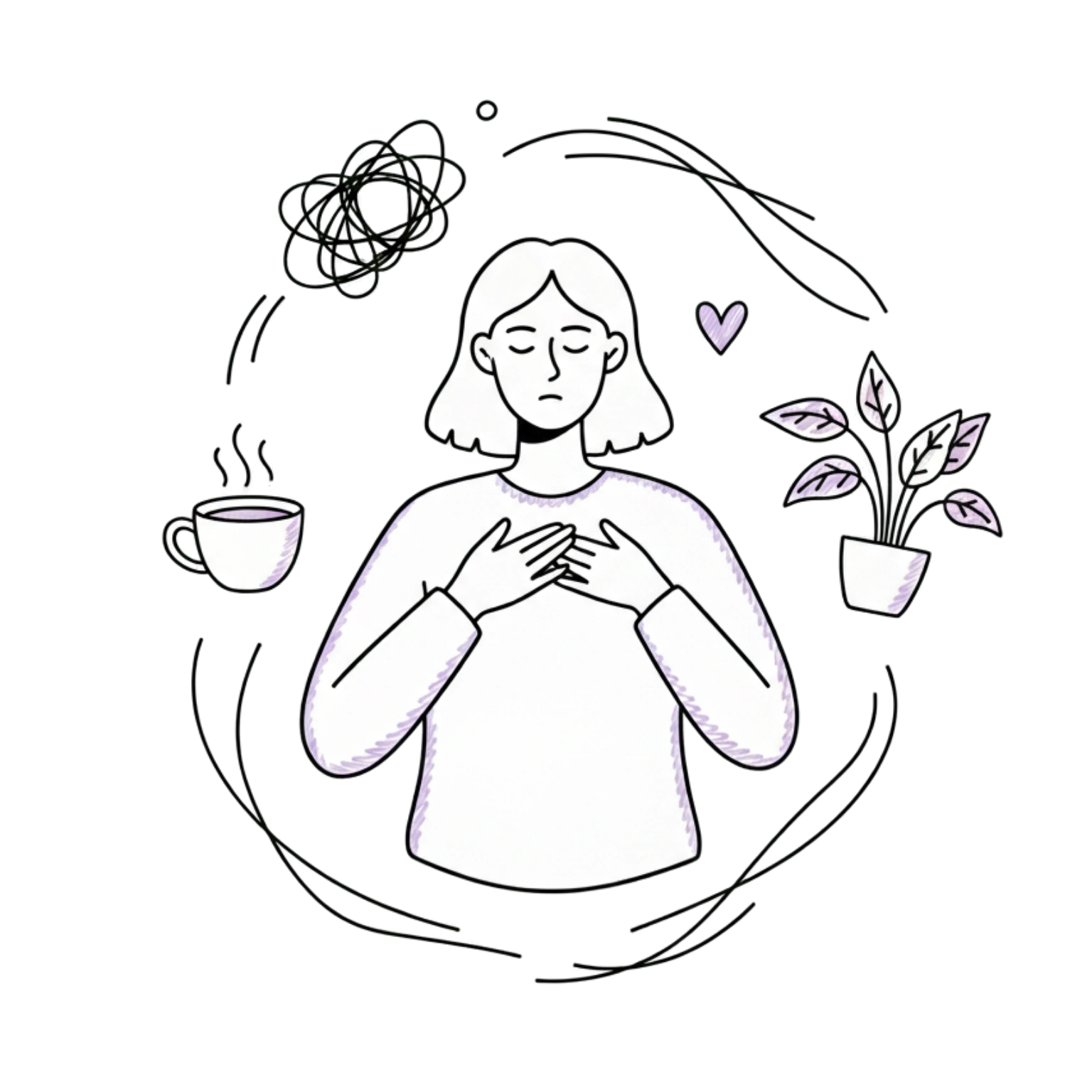 Bewerberin bereitet sich mental auf Vorstellungsgespräch vor und atmet tief durch