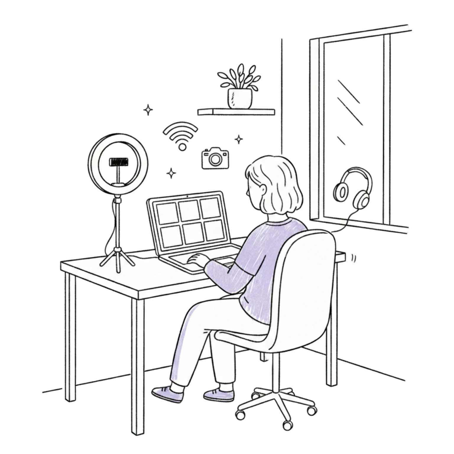 Professionelles Setup für Online-Bewerbungsgespräch mit Kamera, Licht und aufgeräumtem Hintergrund