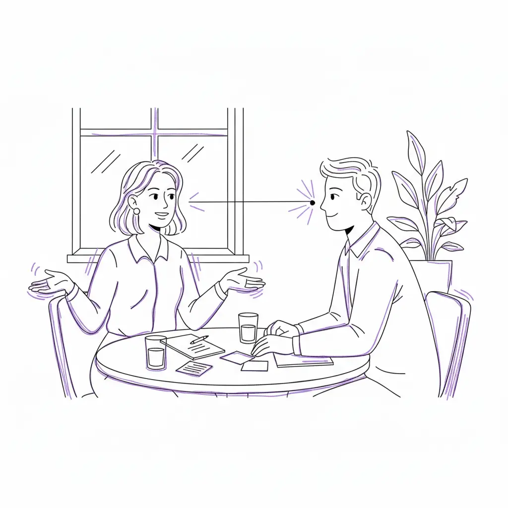 Bewerbungsgespräch mit positiver Körpersprache und aktivem Zuhören