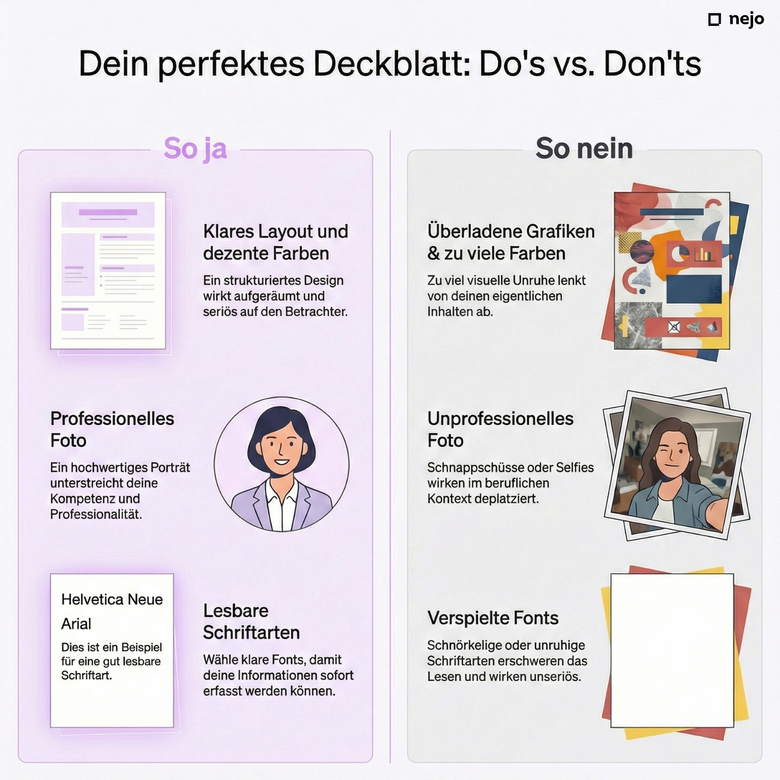 Vergleich gutes vs. schlechtes Deckblatt nebeneinander