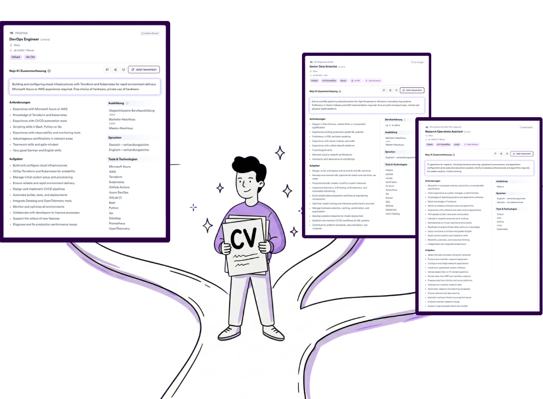 Nejo analysiert deinen Lebenslauf und zeigt mögliche Karriereschritte