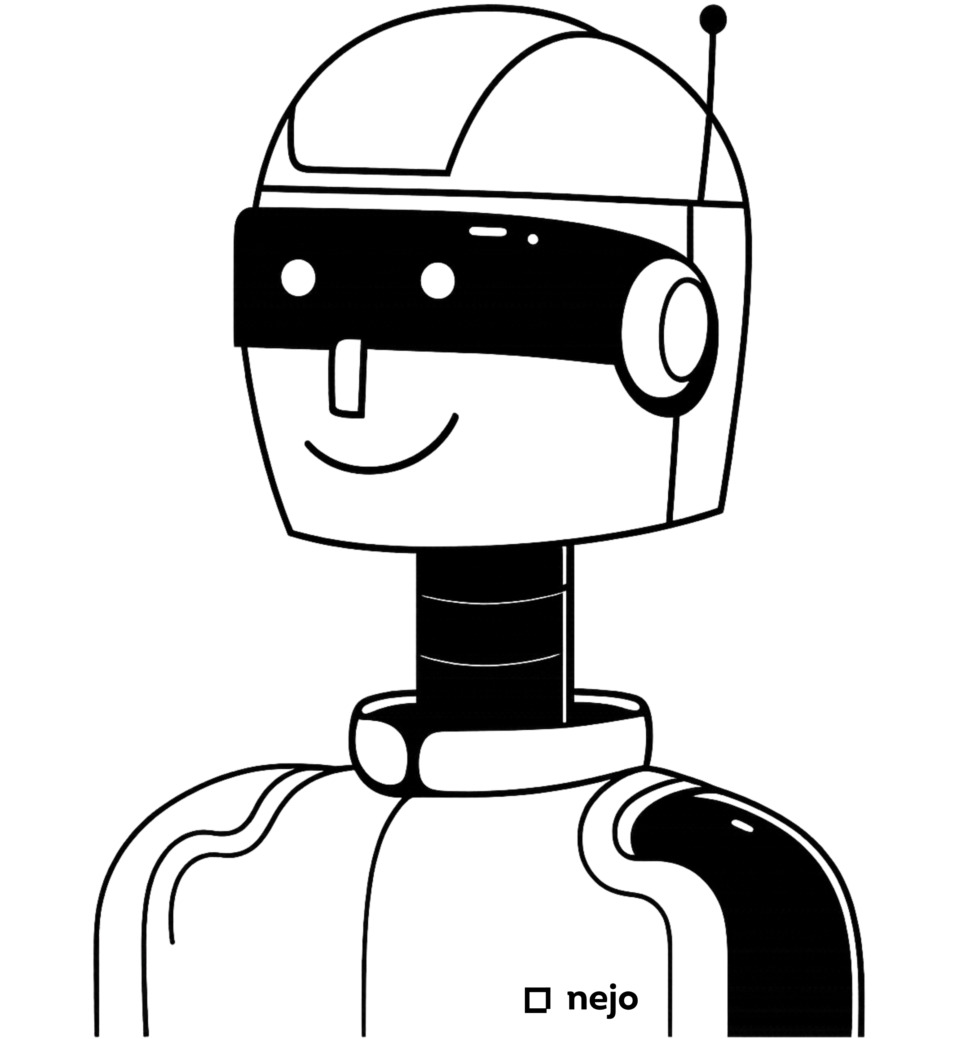 Nejo Roboter Maskottchen - KI-Assistent Logo für intelligente Jobsuche und automatisierte Bewerbungsplattform